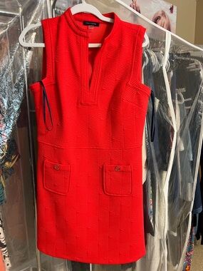 Tommy HilfigerCoral Sleeveless Textured Shift Dress with Pocket Details